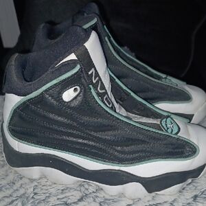 Black and White High-Top Sneakers.Size 3.5 youth. Jordan Pro Black pre-owned.